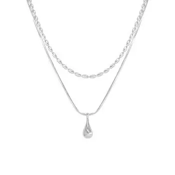 Ожерелье с каплями воды, двухслойное, летнее, для женщин, высококачественный нишевый дизайн, цепочка на ключицу из рисовых зерен copper