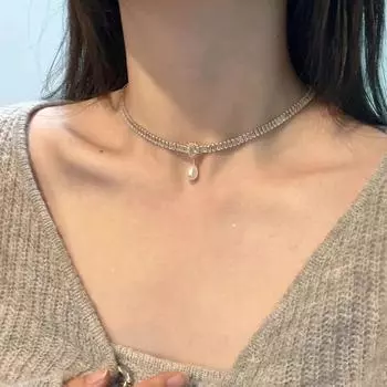 Ожерелье с каплями воды и цирконием, женское, легкое, роскошное, нишевое, дизайн, чувство передового темперамента, стиль французской Хепберн, универсальная цепочка на ключицу