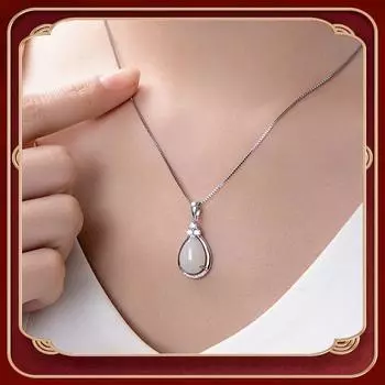 Ожерелье с каплями воды из халцедона S925, женское, в стиле ретро, в национальном стиле, из стерлингового серебра