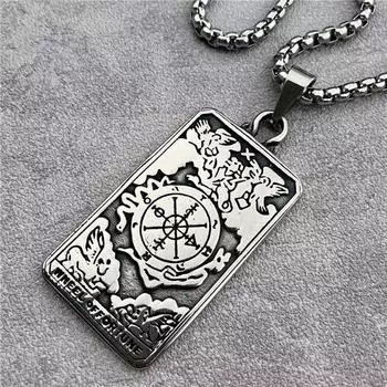 Ожерелье с картами Таро из нержавеющей стали, винтажные украшения Таро, подвески-амулеты на удачу для женщин серебряный