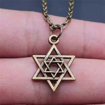 Ожерелье с кельтской гексаграммой, женские аксессуары, ювелирные изделия, подвески, длина цепи 43 + 5 см