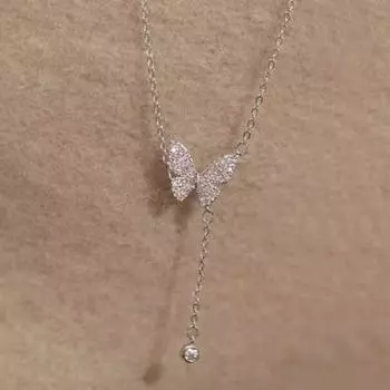 Ожерелье с кисточками, элитное украшение в виде бабочки из искусственного жемчуга, светлый роскошный кубический цирконий, украшение на шею, темперамент, блестящий