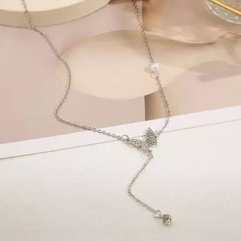 Ожерелье с кисточками, элитное украшение в виде бабочки из искусственного жемчуга, светлый роскошный кубический цирконий, украшение на шею, темперамент, блестящий