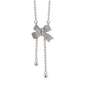 Ожерелье с кисточками и жемчугом, бриллиантами и бантом, нежное и изысканное ощущение, цепочка на ключицу, универсальный и модный темперамент