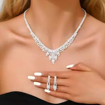 Ожерелье с кисточками из циркония и капель воды, комплект из двух серег-гвоздиков, модная легкая роскошная тяжелая промышленная цепочка на шею для женщин высокого класса