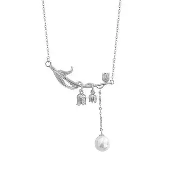 Ожерелье с кисточками из цветочного жемчуга Linglan с современным дизайном и элегантной универсальной ключичной цепочкой