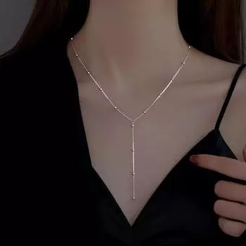 Ожерелье с кисточками из круглых бусин из стерлингового серебра 925 пробы в зимнем холодном стиле, легкая роскошная цепочка на ключицу