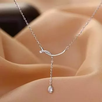 Ожерелье с кисточками из стерлингового серебра 925 пробы с каплями воды, женское, простое, легкое, роскошное, геометрическое, на ключицу серебряный
