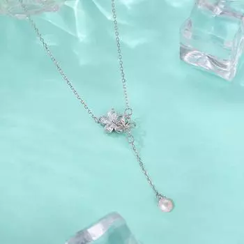 Ожерелье с кисточками из свежего цветка и жемчуга в стиле французского ретро, элегантная модная цепочка на ключицу