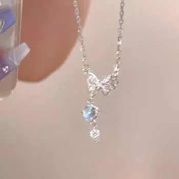 Ожерелье с кисточками в виде бабочки, женское, летнее, нишевое, простое, аксессуары для холодного ветра, легкое, роскошное, темпераментное, с цепочкой из циркония на ключицу из нержавеющей стали