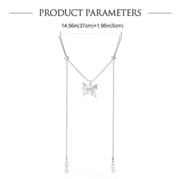 Ожерелье с кисточками в виде бабочки и жемчуга, женское, нишевое, регулируемое, выдвижное, на ключицу