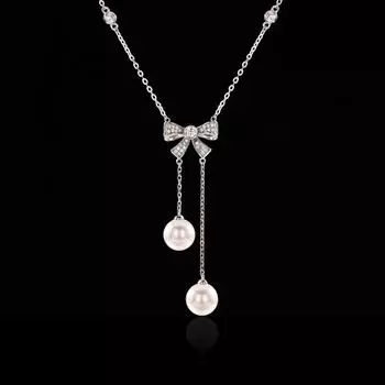 Ожерелье с кисточками в виде бабочки и жемчуга из стерлингового серебра 925 пробы - французский романтизм, высококачественный нишевый дизайн, цепочка для свитера 925 Silver платиновый