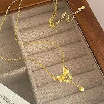 Ожерелье с кисточками в виде банта Love Sweet Niche Design, цепочка на ключицу в форме сердца, легкий роскошный стиль