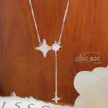 Ожерелье с кисточками в виде четырехконечной звезды, модное, изысканное, легкая роскошь, элитное, осенне-зимняя атмосфера, цепочка для свитера