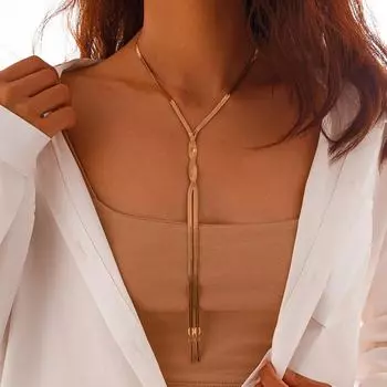 Ожерелье с кисточками в виде змеи в европейском и американском геометрическом стиле - плетеные медные украшения для ключицы k 6519 белый