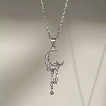 Ожерелье с кисточками в виде звезды и луны, романтическая французская пятиконечная звезда, цепочка на ключицу, гибкий нишевый дизайн, чувство