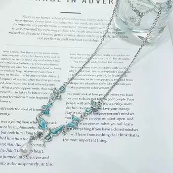 Ожерелье с кисточкой и бриллиантами в форме бабочки, женское милое крутое ожерелье в стиле чистого желания для девочек, ожерелье с ключицей