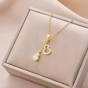 Ожерелье с кисточкой из бусин-амулетов в форме тыквы, женское, роскошное, простое и универсальное, с микро-инкрустацией, изысканная шейная цепочка