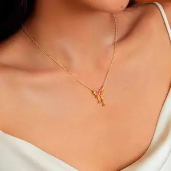 Ожерелье с кисточкой из розовой эмали и бабочки, женская цепочка на ключицы, высококачественное изысканное ювелирное изделие с подвеской