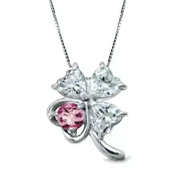 Ожерелье с клевером miwahouseki с камнями по выбору для привлечения удачи, розовое [Miwahouseki] Четырехлистник (Октябрьский турмалин)