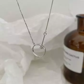Ожерелье с кольцом из чистого серебра 999 пробы, женское, простое, в стиле хип-хоп, с цепочкой на ключицу, из стерлингового серебра 999