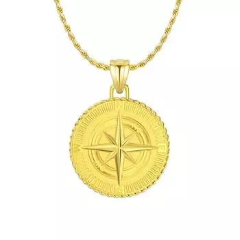 Ожерелье с компасом в европейском и американском стиле из стерлингового серебра S925, универсальный индивидуальный короткий стиль для мужчин и женщин 50cm золотой