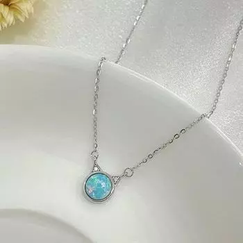 Ожерелье с кошкой, милое и универсальное, модное украшение на шею в виде синего котенка, цепочка на ключицу, подарок лучшему другу