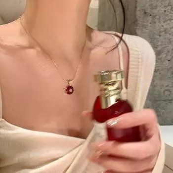 Ожерелье с красной пряжкой «Ankola Peace»: Геометрическая цепочка для свитера для осенне-зимней моды X1618 золотой