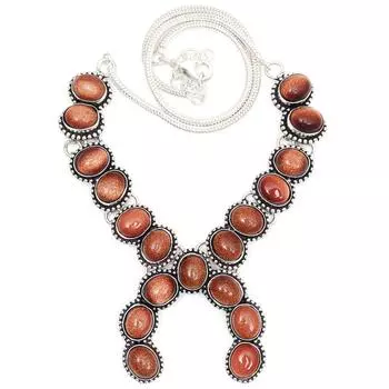 Ожерелье с красным драгоценным камнем Sunsitara в этническом стиле, серебряные украшения 18-20