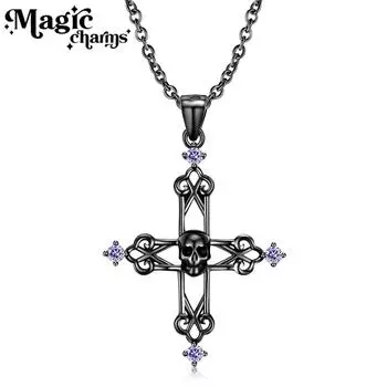 Ожерелье с крестом и черепом, кулон в ночном клубе, в стиле панк, индивидуальное ожерелье S925, серебряные украшения