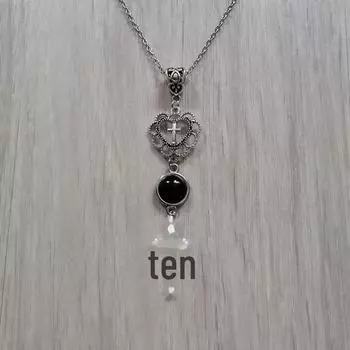 Ожерелье с крестом из черного агата в форме сердца для внешней торговли