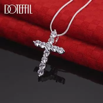 Ожерелье с крестом из стерлингового серебра 925 пробы с бриллиантами, модные свадебные украшения S-40CM