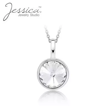 Ожерелье с круглой подвеской из чистого серебра 925 пробы