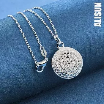 Ожерелье с круглой подвеской из стерлингового серебра 925 пробы 18 мм, модные свадебные украшения O-45CM