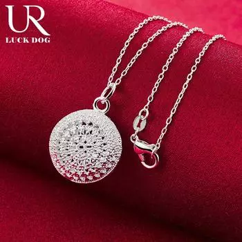 Ожерелье с круглой подвеской из стерлингового серебра 925 пробы 18 мм, модные свадебные украшения O-45CM