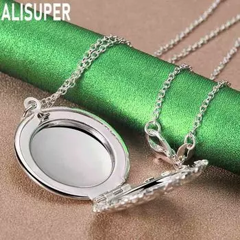 Ожерелье с круглым ажурным кулоном из стерлингового серебра 925 пробы, модные свадебные украшения O-40CM