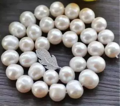 Ожерелье с круглым белым пресноводным жемчугом диаметром 11-12 мм