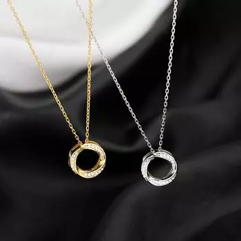 Ожерелье с круглым бриллиантом из стерлингового серебра 925 пробы с фианитом и женским ключичным кулоном, ювелирное украшение для свадебного подарка