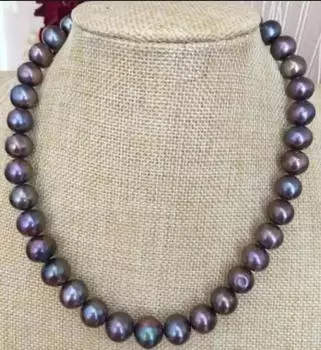 Ожерелье с круглым черным жемчугом Южных морей 9-10 мм, 18 дюймов