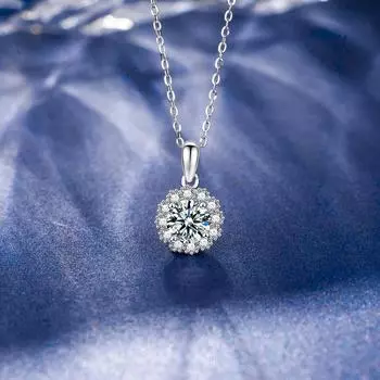 Ожерелье с круглым муассанитом из стерлингового серебра 925 пробы, женский кулон, украшение 925