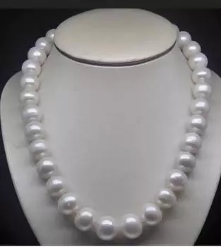 Ожерелье с круглым жемчугом белого цвета и морской воды диаметром 9–10 мм, новая застежка 18 дюймов