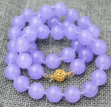 Ожерелье с круглыми бусинами из натурального фиолетового нефрита диаметром 10 мм, 18 дюймов, из драгоценных камней