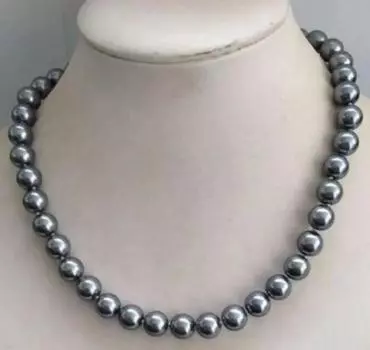 Ожерелье с круглыми бусинами из темно-серого жемчуга Южных морей диаметром 10 мм, 18 дюймов