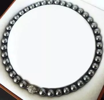 Ожерелье с круглыми драгоценными камнями из натурального черного жемчуга диаметром 10 мм, 17 дюймов