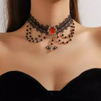 Ожерелье с кружевом «летучая мышь» для женщин, модное ожерелье на ключицу