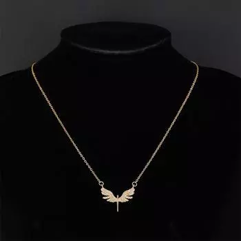 Ожерелье с крыльями ангела, полностью усыпанное бриллиантами, женское, легкая роскошь, премиальное ощущение, простое миниатюрное циркониевое колье-цепочка для ключицы