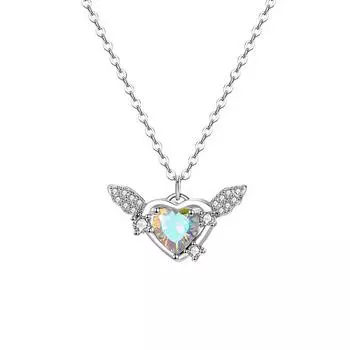 Ожерелье с крыльями бессмертной любви, лунный камень, ошейник в форме сердца, цепочка на шею для лучшего друга