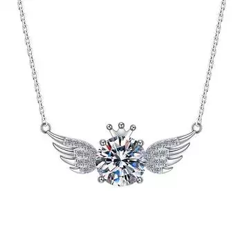 Ожерелье с крыльями короны, простая подвеска в виде крыльев ангела, цепочка на ключицу из стерлингового серебра 925 пробы в 2 карата 925 Silver