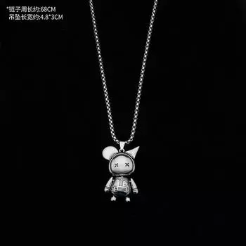 Ожерелье с куклой, двигающейся на ветру, мужская цепочка из титановой стали, не выцветающая, хип-хоп, личность, кулон в виде маленького монстра, женский летний тренд