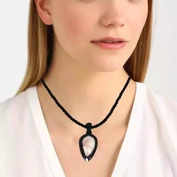 Ожерелье с кулоном из макраме сколецитом, нитью из драгоценных камней, ювелирные изделия ручной работы